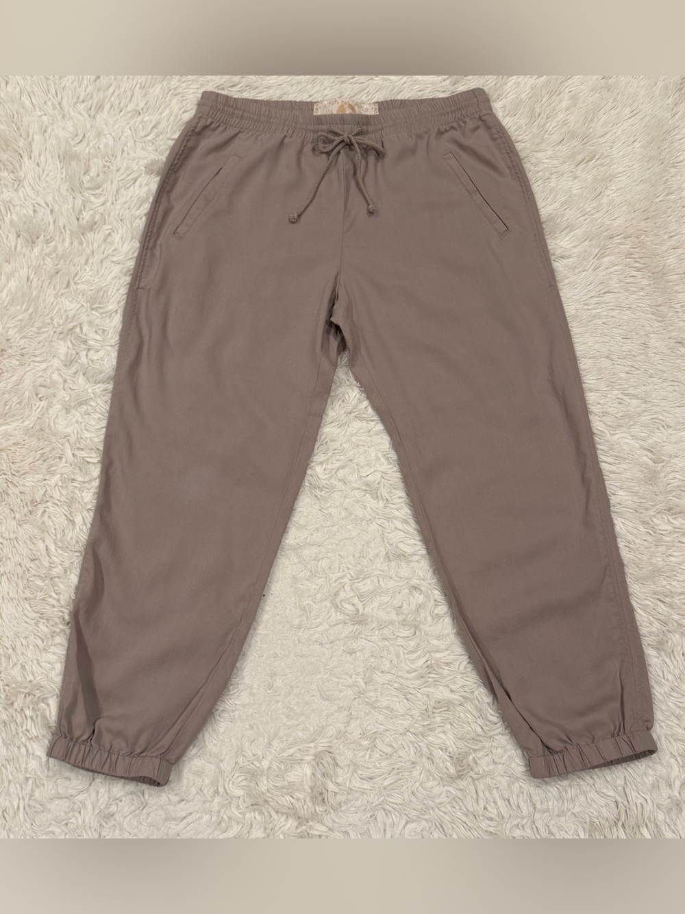 Bella Dahl Tencel Drawstring Jogger Pants Women’s Medium Taupe Brown Pull On